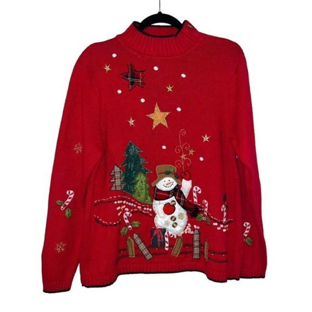 K.I.K.I.T Snowman knit‎ embroidered sequins Christmas sweater